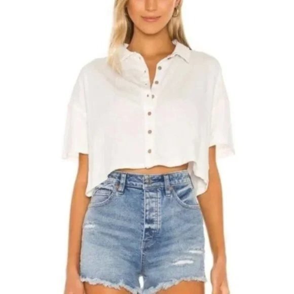 Free People Tops - Free People Weekend Rush Henley Tee in White. L